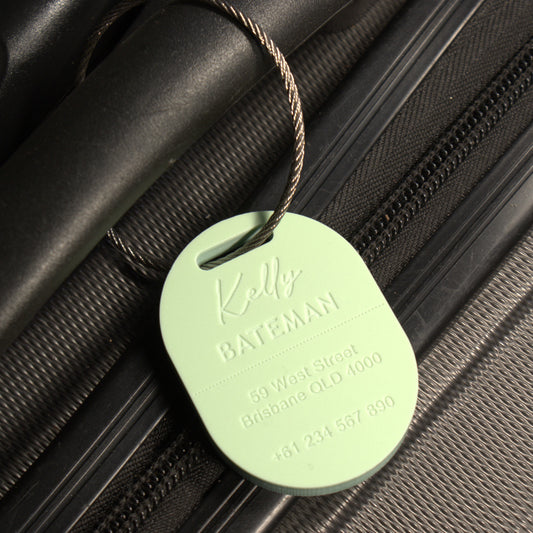 Custom Luggage Tag | Discrete |  6mm in Pistachio | Personalized Luggage Tags | Wedding Placement Tags | Christmas Gift
