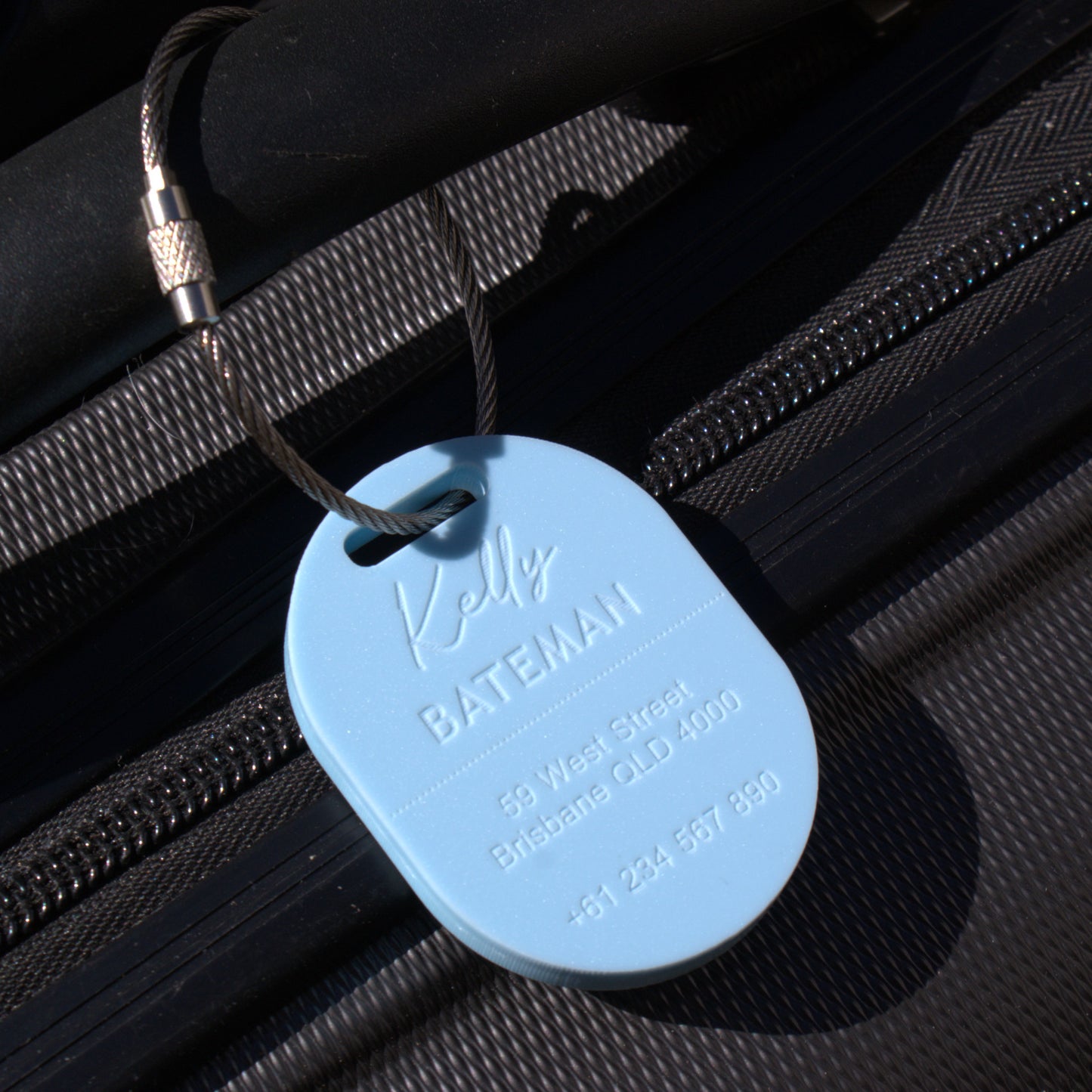 Custom Luggage Tag | Discrete | Tags 6mm Candy Floss Blue | Personalized Luggage Tags | Wedding Placement Tags | Christmas Gift