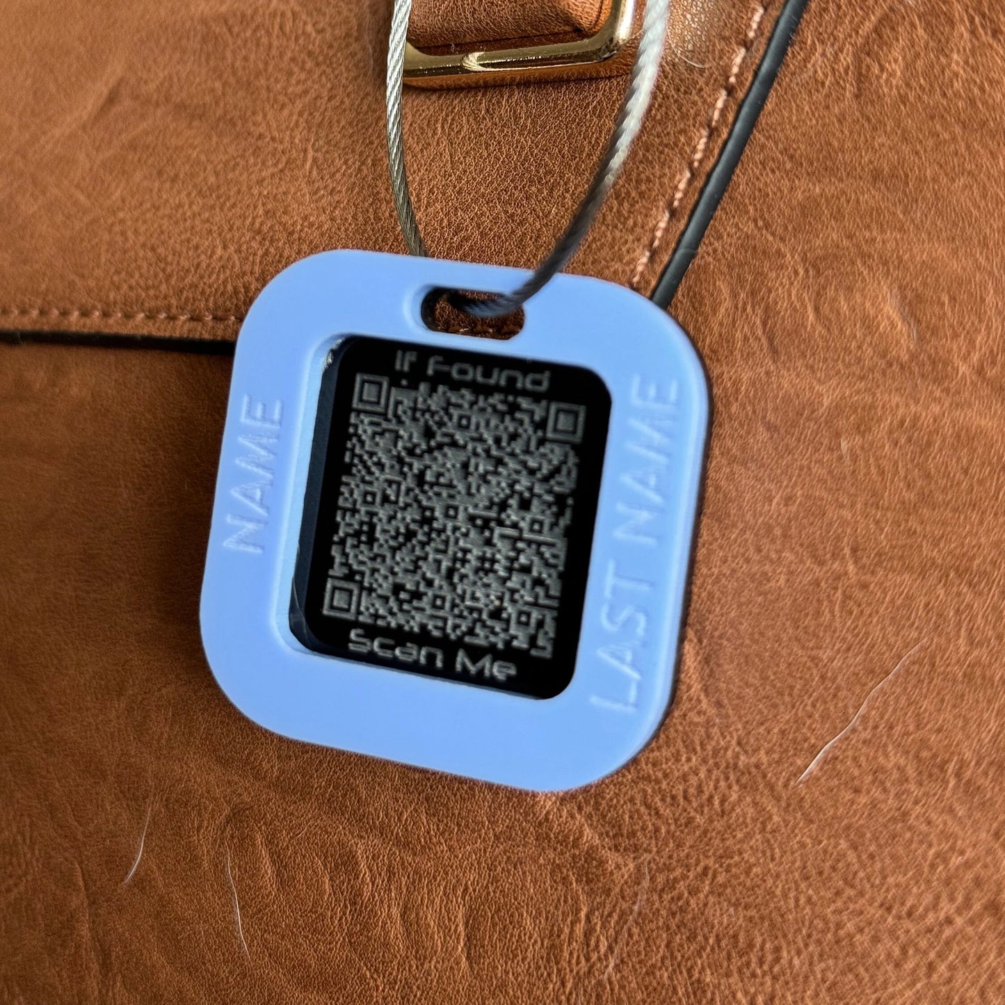 Custom Luggage Tag | QR Code | 6mm in Candy Floss Blue | Personalized Luggage Tags | Christmas Gift