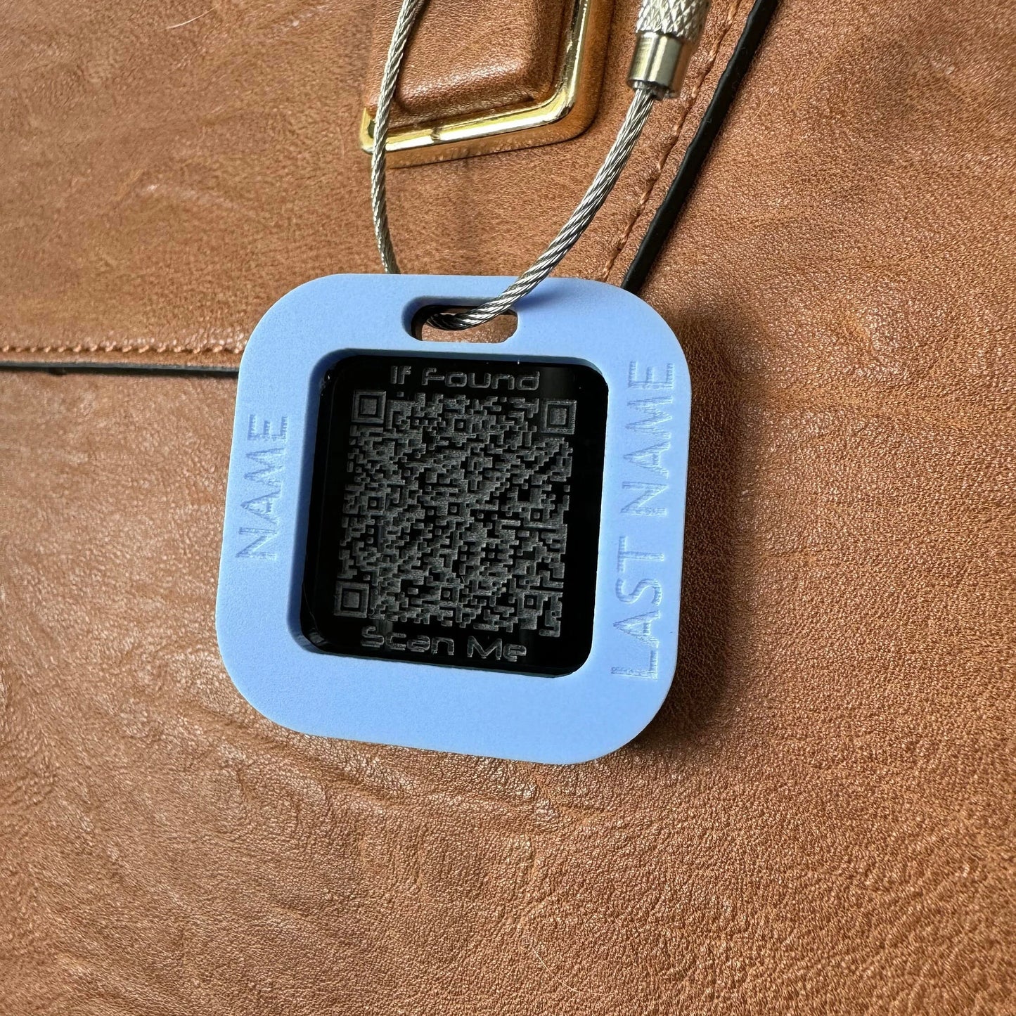Custom Luggage Tag | QR Code | 6mm in Candy Floss Blue | Personalized Luggage Tags | Christmas Gift