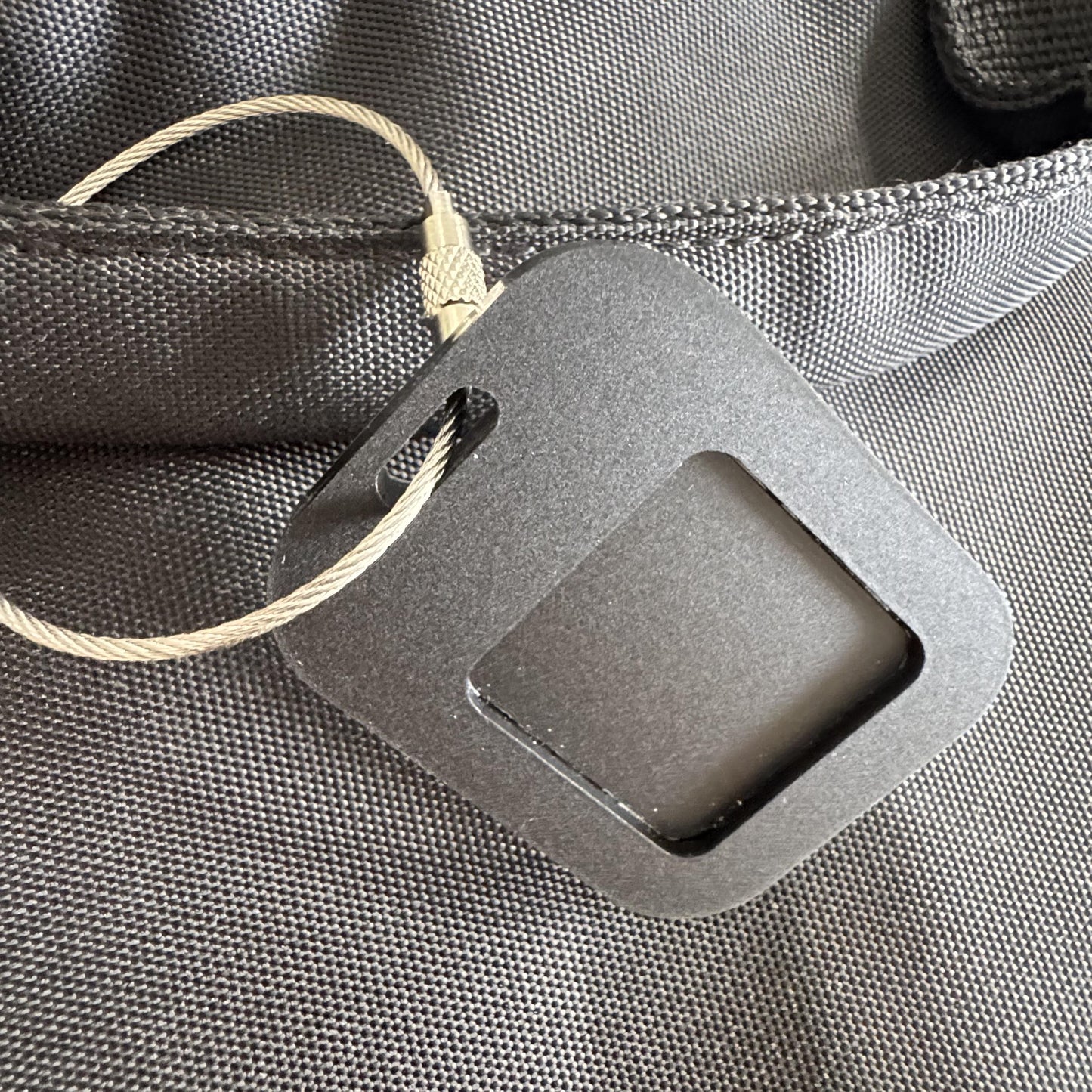 Luggage Tag | QR Code | Custom | 6mm in Matt Black with Grey Text