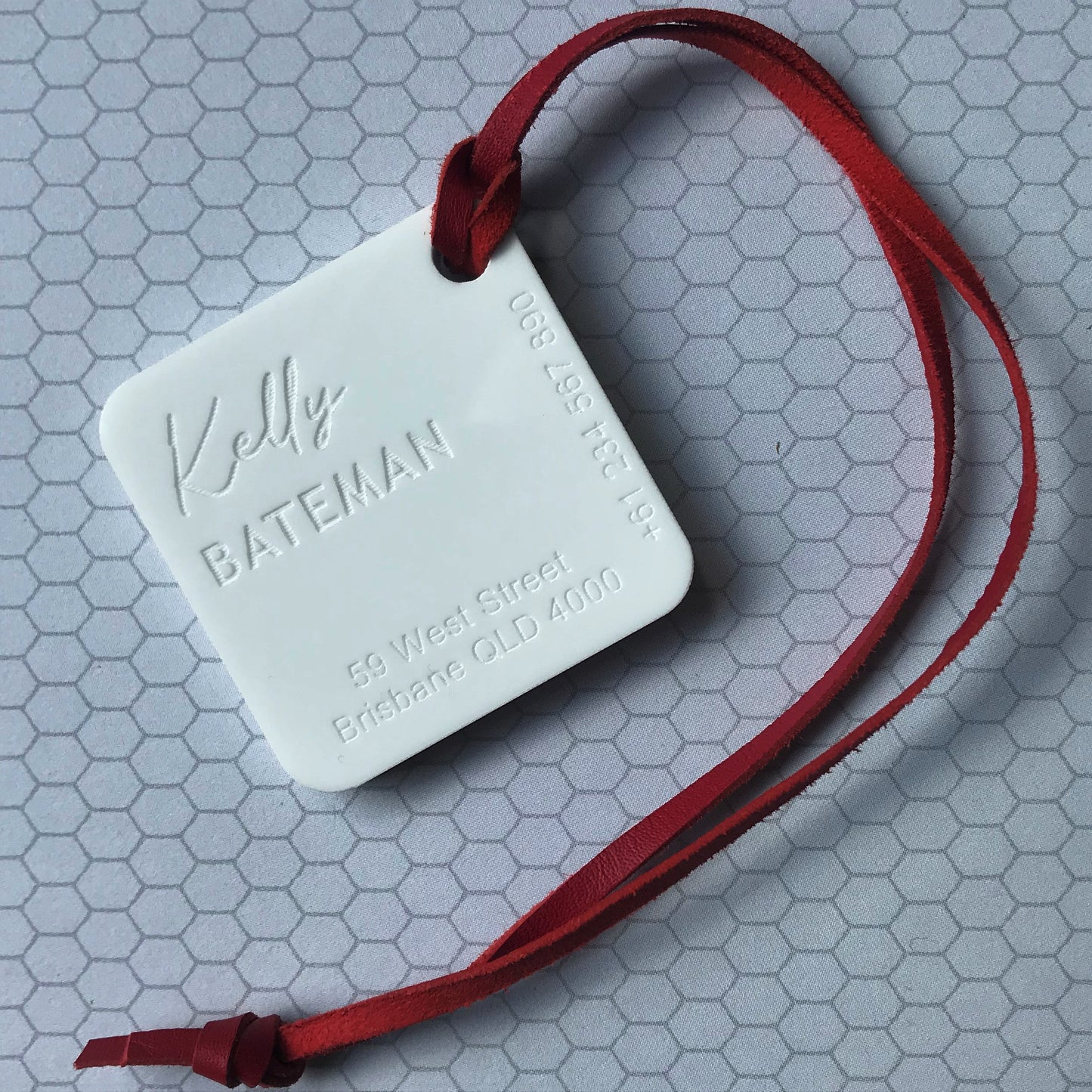 Custom Luggage Tag | Discrete | 6mm in White | Personalized Luggage Tags | Wedding Placement Tags | Corporate Gift | Christmas Gift