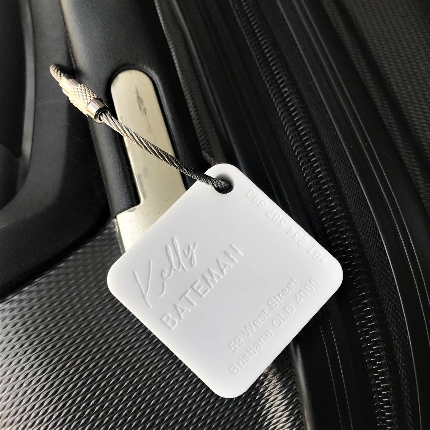 Custom Luggage Tag | Discrete | 6mm in White | Personalized Luggage Tags | Wedding Placement Tags | Corporate Gift | Christmas Gift