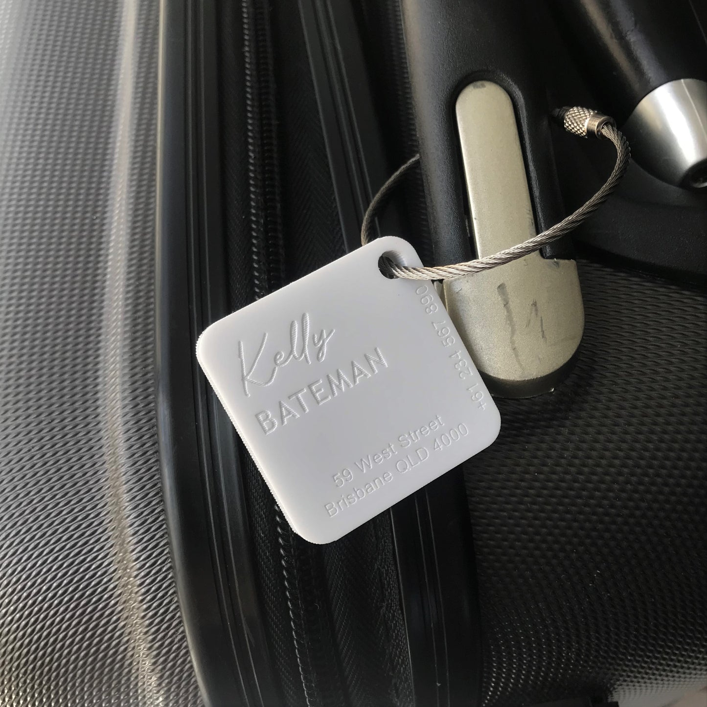 Custom Luggage Tag | Discrete | 6mm in White | Personalized Luggage Tags | Wedding Placement Tags | Corporate Gift | Christmas Gift