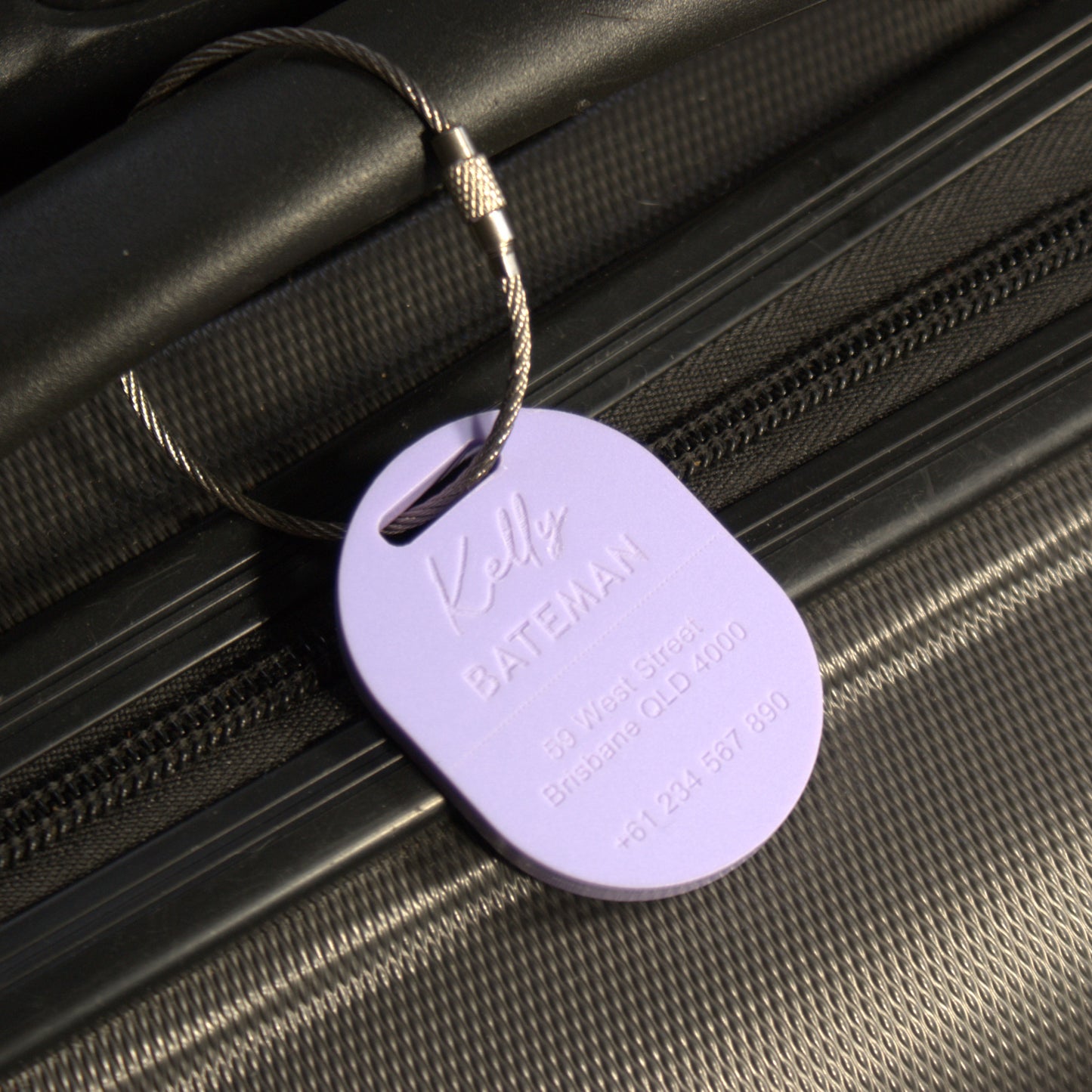 Custom Luggage Tag | Discrete |  6mm in Parma Violet | Personalized Luggage Tags | Wedding Placement Tags | Christmas Gift