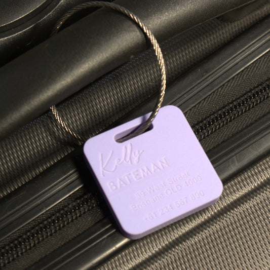 Custom Luggage Tag | Discrete |  6mm in Parma Violet | Personalized Luggage Tags | Wedding Placement Tags | Christmas Gift