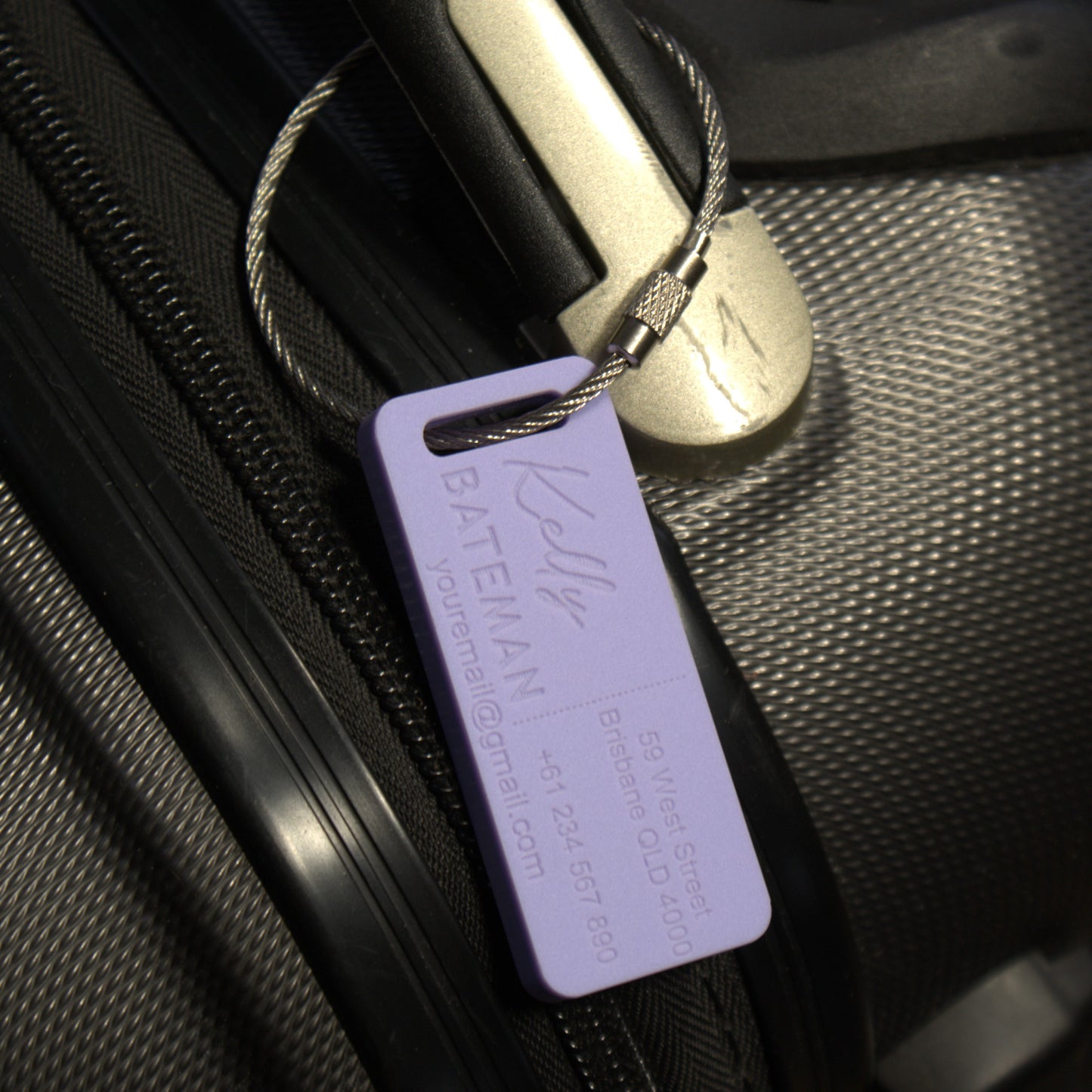 Custom Luggage Tag | Discrete |  6mm in Parma Violet | Personalized Luggage Tags | Wedding Placement Tags | Christmas Gift