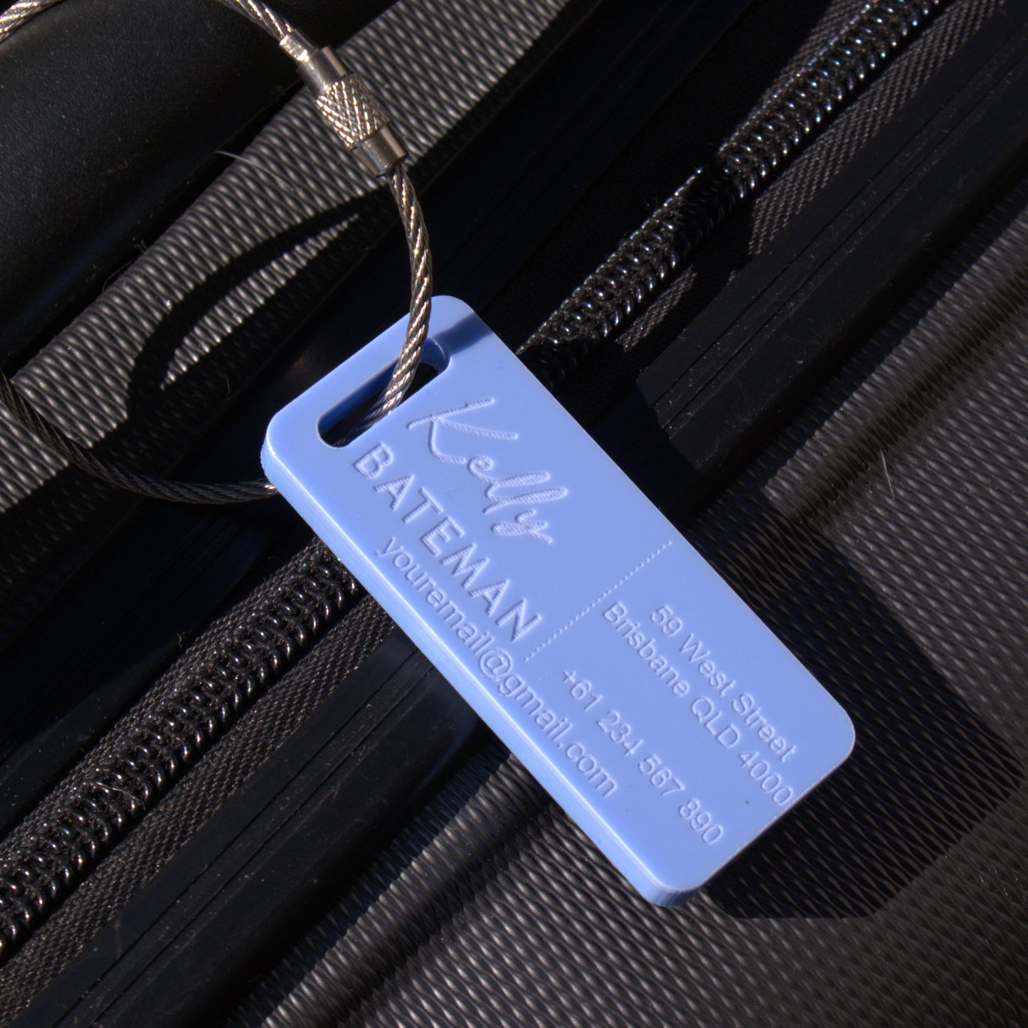 Custom Luggage Tag | Discrete | 6mm in Bubblegum Blue | Personalized Luggage Tags | Wedding Placement Tags | Christmas Gift