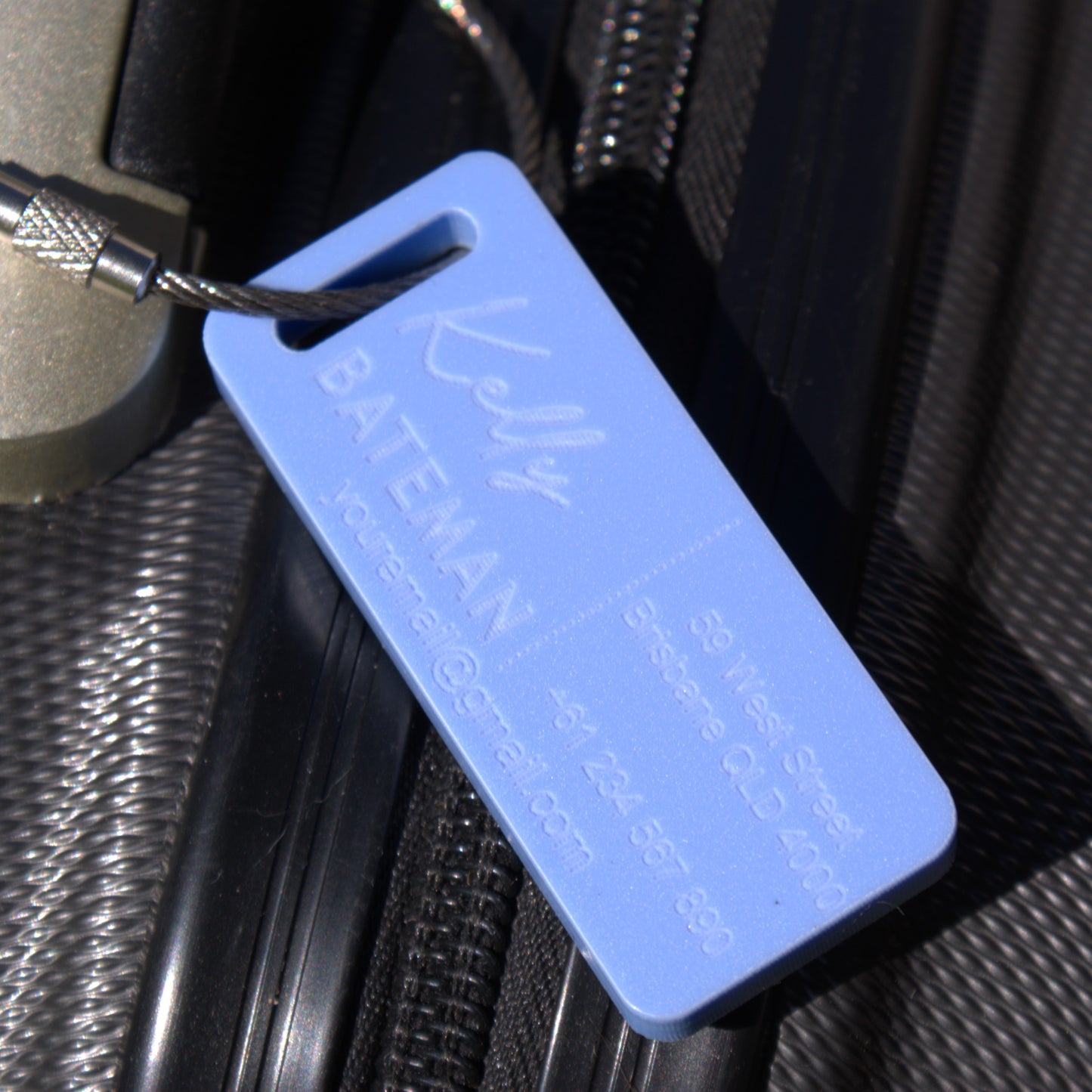 Custom Luggage Tag | Discrete | 6mm in Bubblegum Blue | Personalized Luggage Tags | Wedding Placement Tags | Christmas Gift