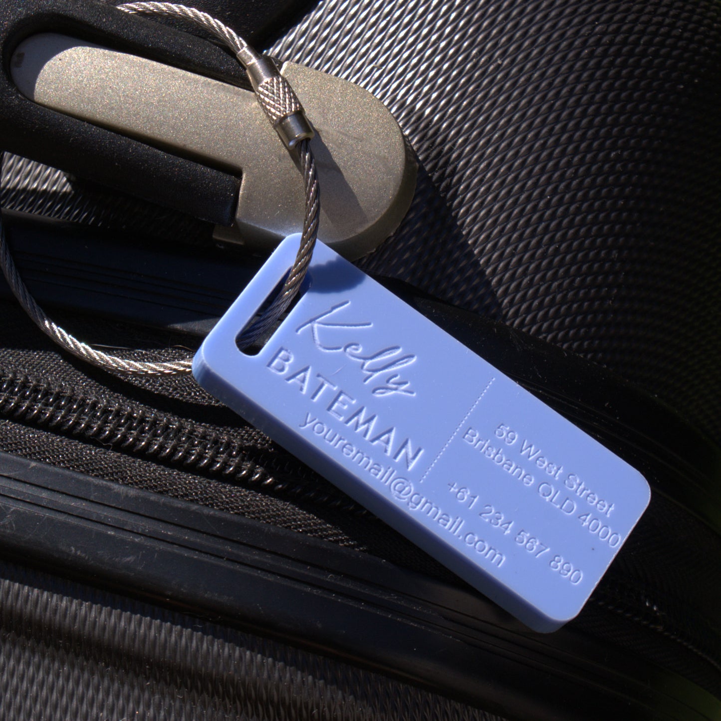 Custom Luggage Tag | Discrete | 6mm in Bubblegum Blue | Personalized Luggage Tags | Wedding Placement Tags | Christmas Gift