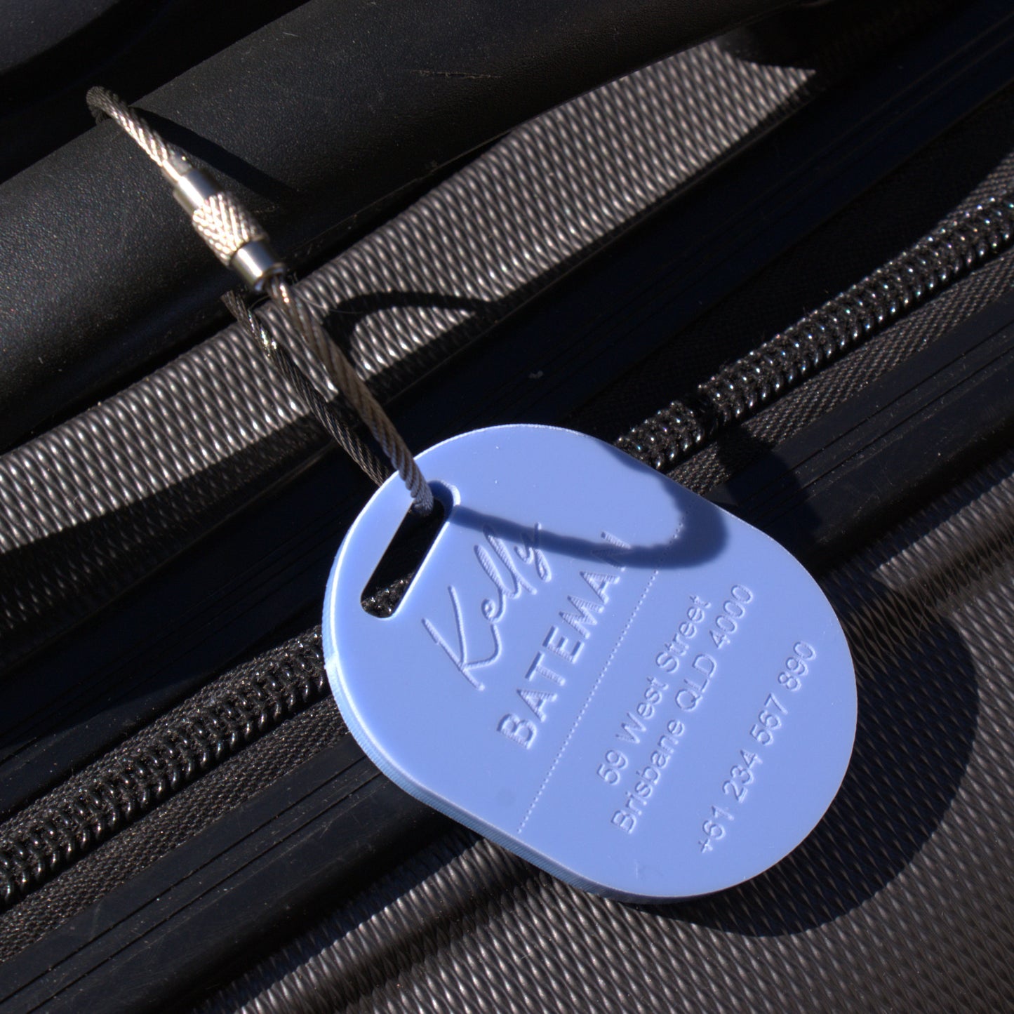 Custom Luggage Tag | Discrete | 6mm in Bubblegum Blue | Personalized Luggage Tags | Wedding Placement Tags | Christmas Gift