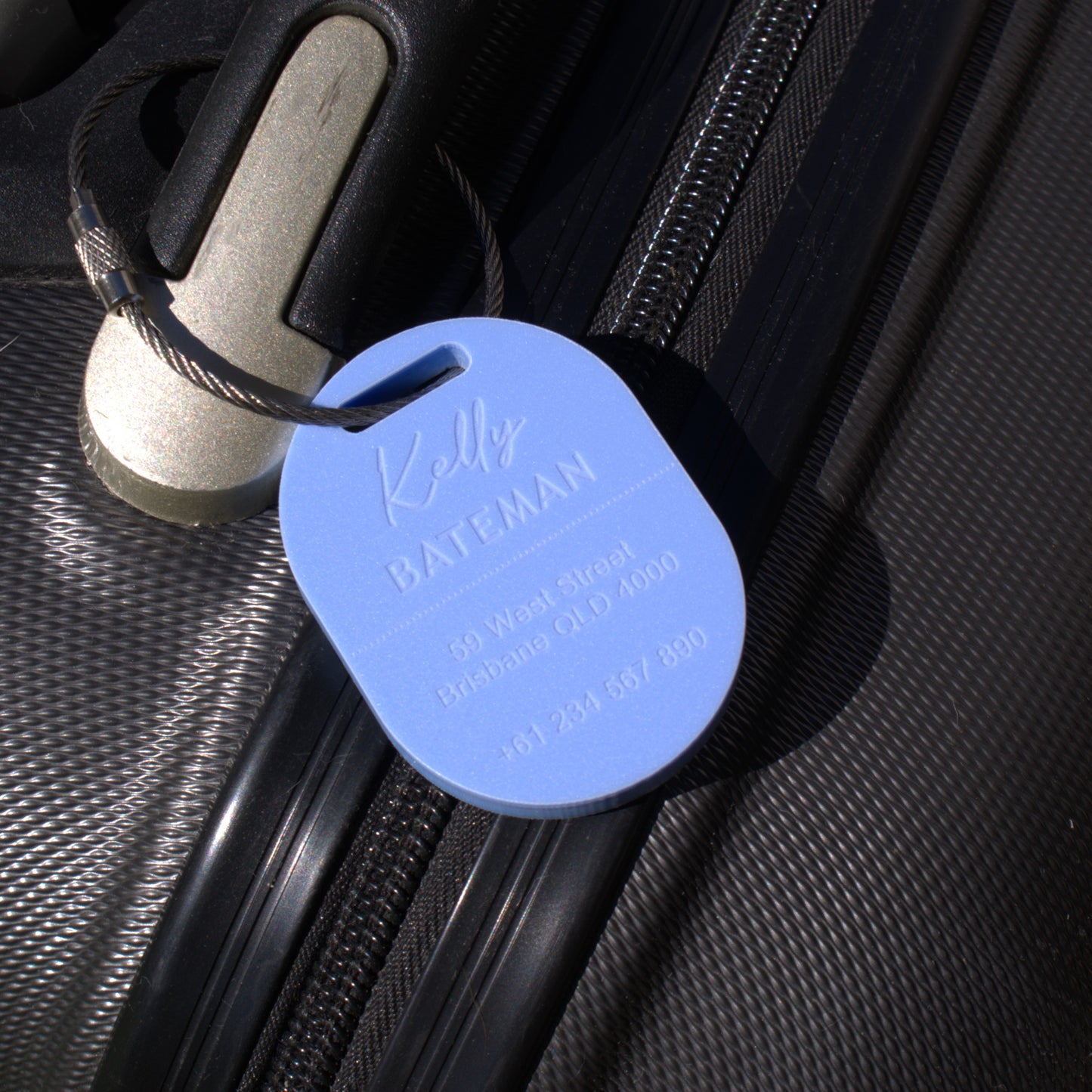 Custom Luggage Tag | Discrete | 6mm in Bubblegum Blue | Personalized Luggage Tags | Wedding Placement Tags | Christmas Gift