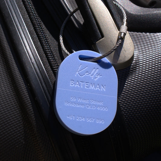 Custom Luggage Tag | Discrete | 6mm in Bubblegum Blue | Personalized Luggage Tags | Wedding Placement Tags | Christmas Gift