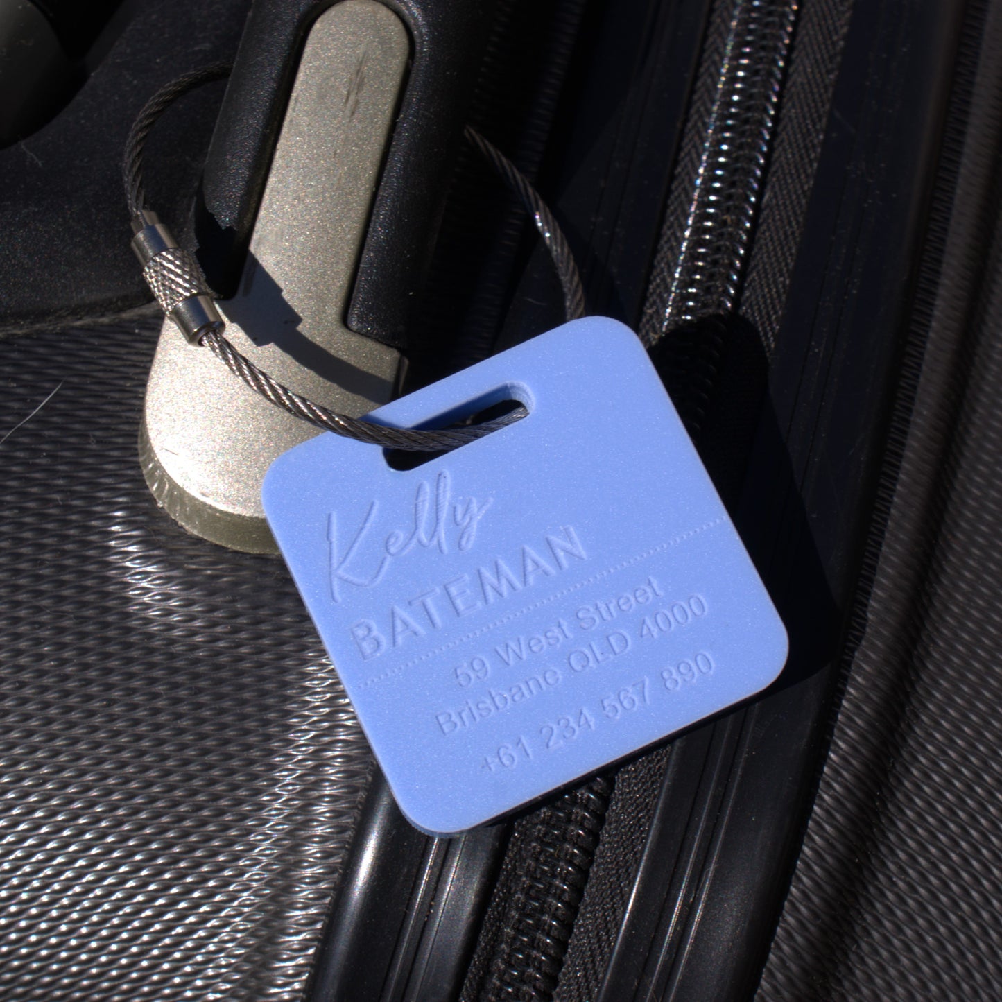 Custom Luggage Tag | Discrete | 6mm in Bubblegum Blue | Personalized Luggage Tags | Wedding Placement Tags | Christmas Gift