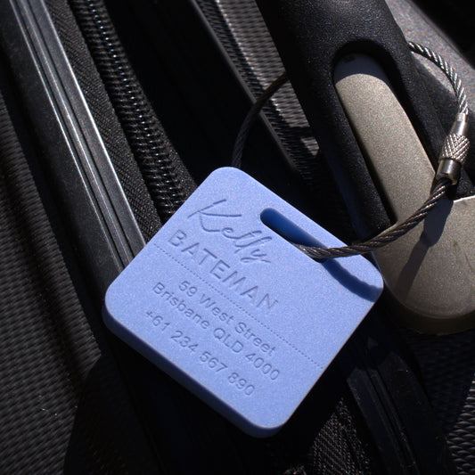 Custom Luggage Tag | Discrete | 6mm in Bubblegum Blue | Personalized Luggage Tags | Wedding Placement Tags | Christmas Gift