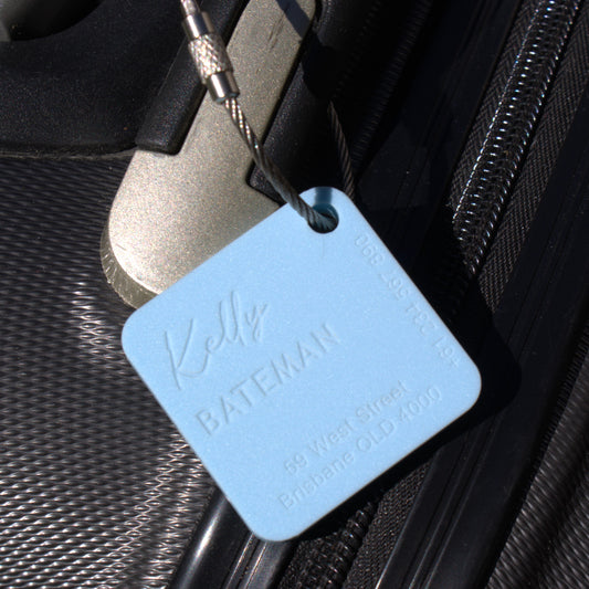 Custom Luggage Tag | Discrete |  Tags 6mm Candy Floss Blue | Personalized Luggage Tags | Wedding Placement Tags | Christmas Gift