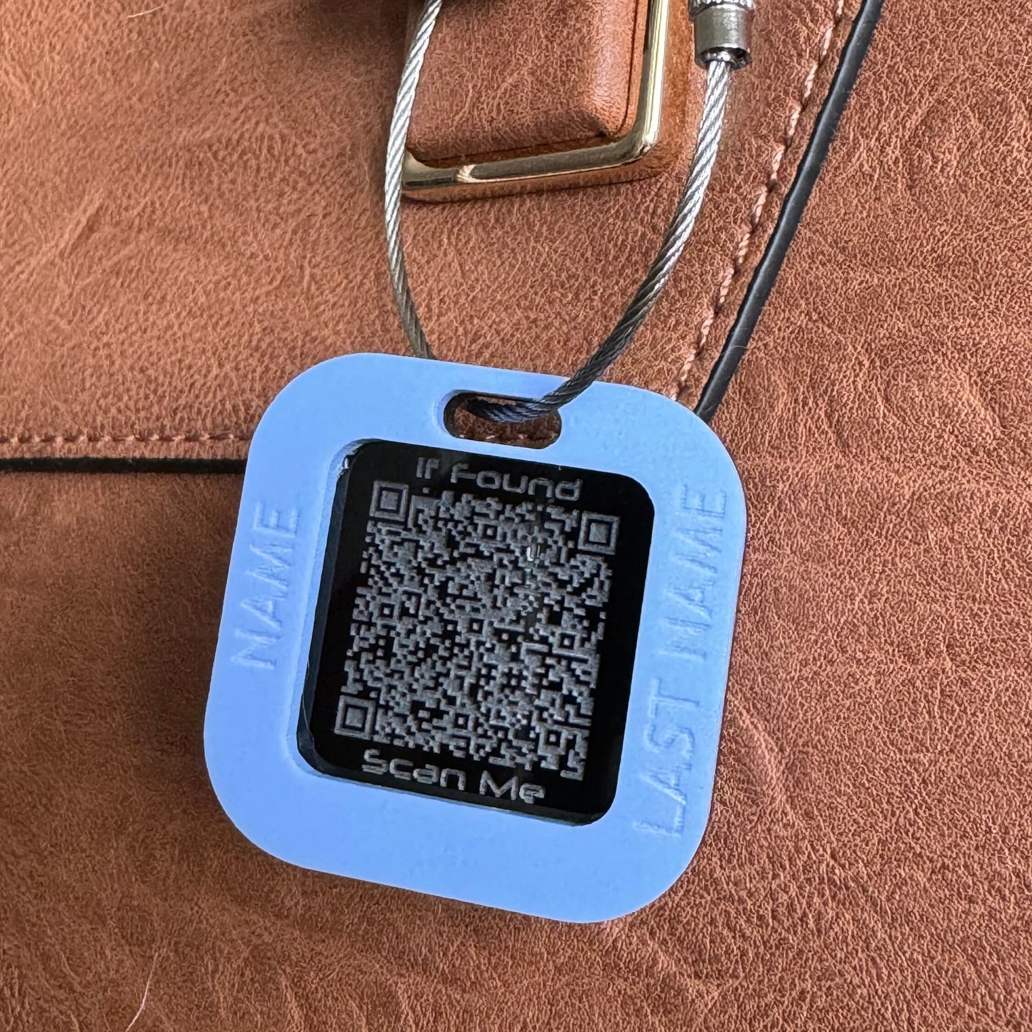 Custom Luggage Tag | QR Code |  6mm in Candy Floss Blue | Personalized Luggage Tags | Christmas Gift