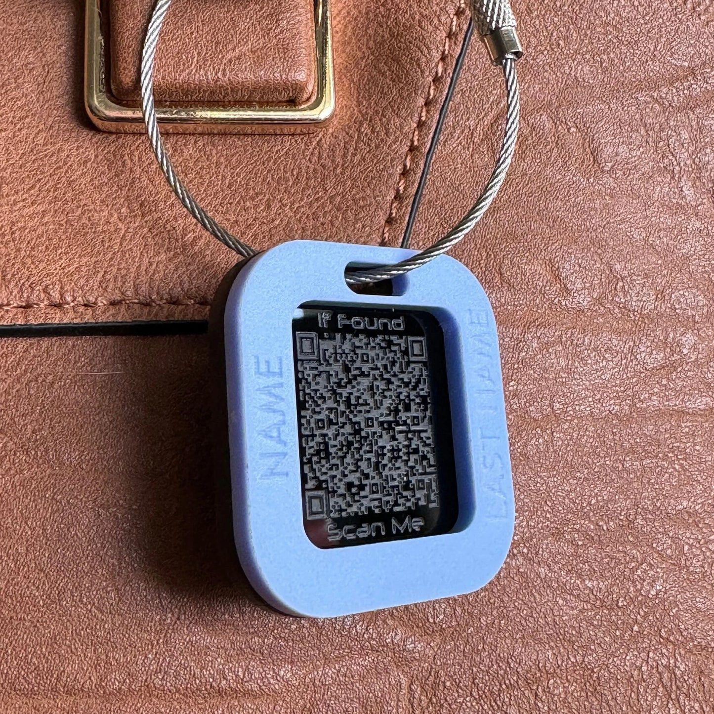 Custom Luggage Tag | QR Code |  6mm in Candy Floss Blue | Personalized Luggage Tags | Christmas Gift