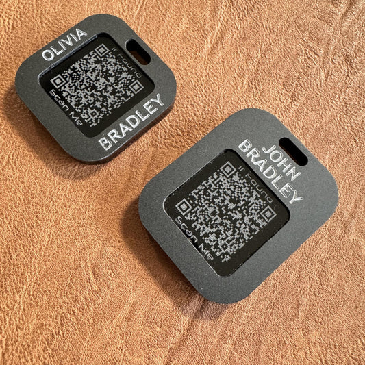 Luggage Tag | QR Code |  Custom | 6mm in Matt Black with Grey Text