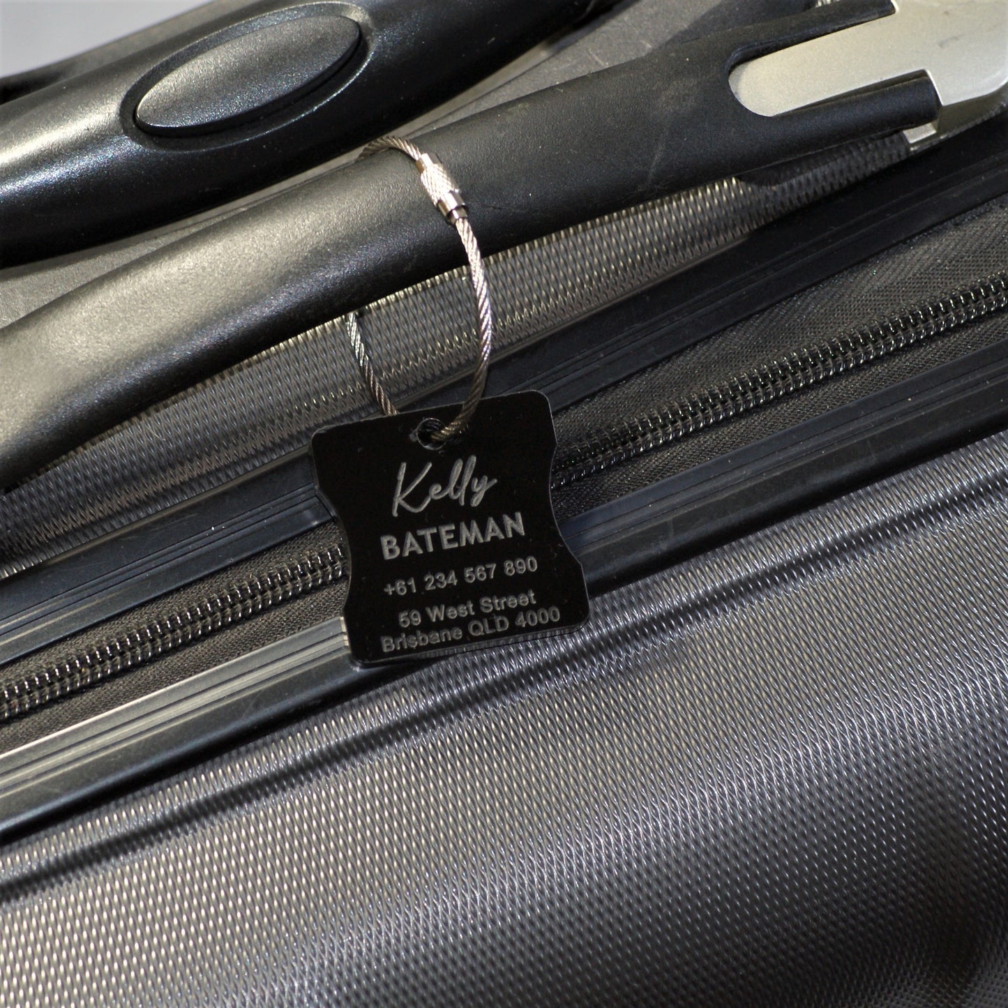 Custom Luggage Tag  Discrete | 6mm in Gloss Black | Personalized Luggage Tags | Wedding Placement Tags | Corporate Gift | Christmas Gift