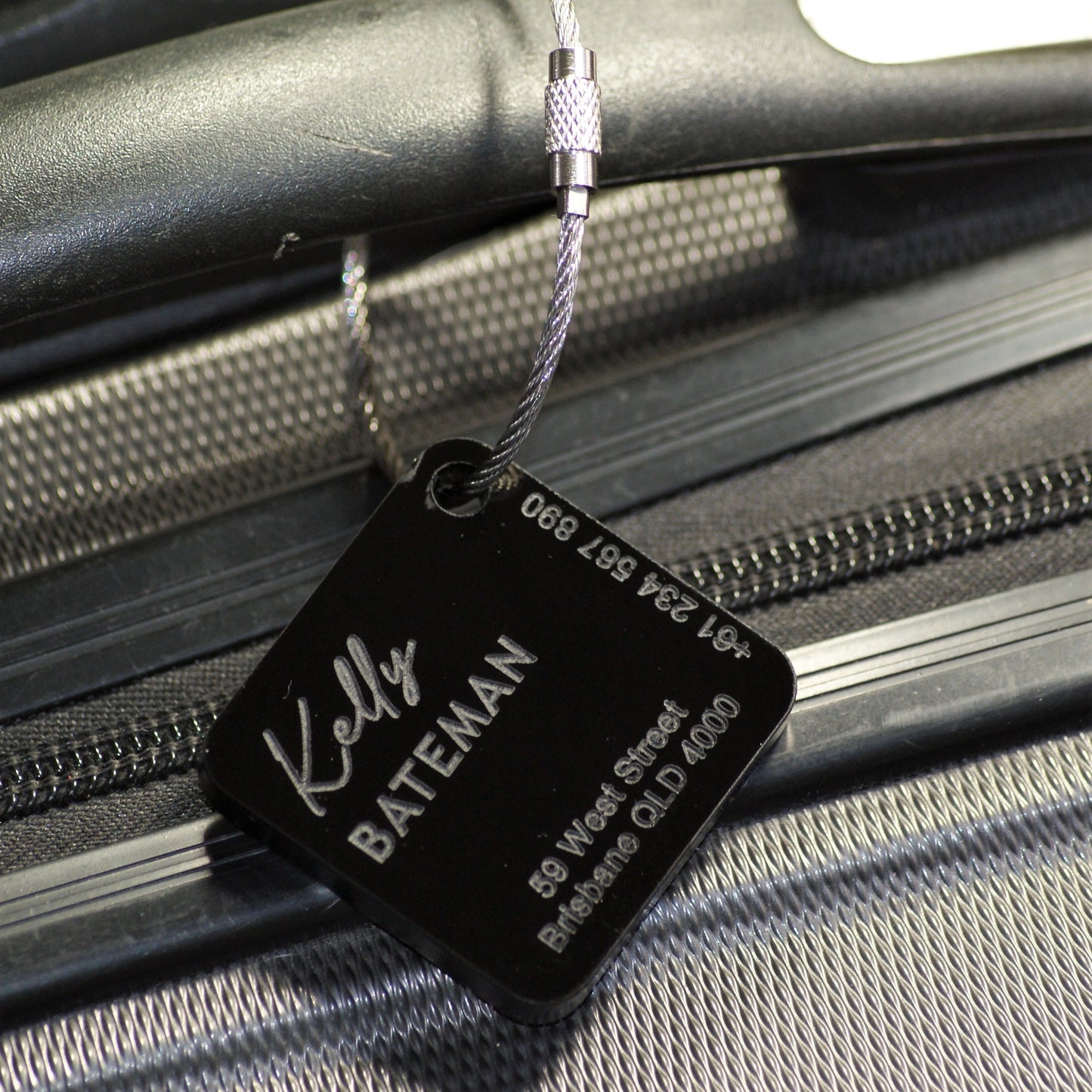 Custom Luggage Tag  Discrete | 6mm in Gloss Black | Personalized Luggage Tags | Wedding Placement Tags | Corporate Gift | Christmas Gift