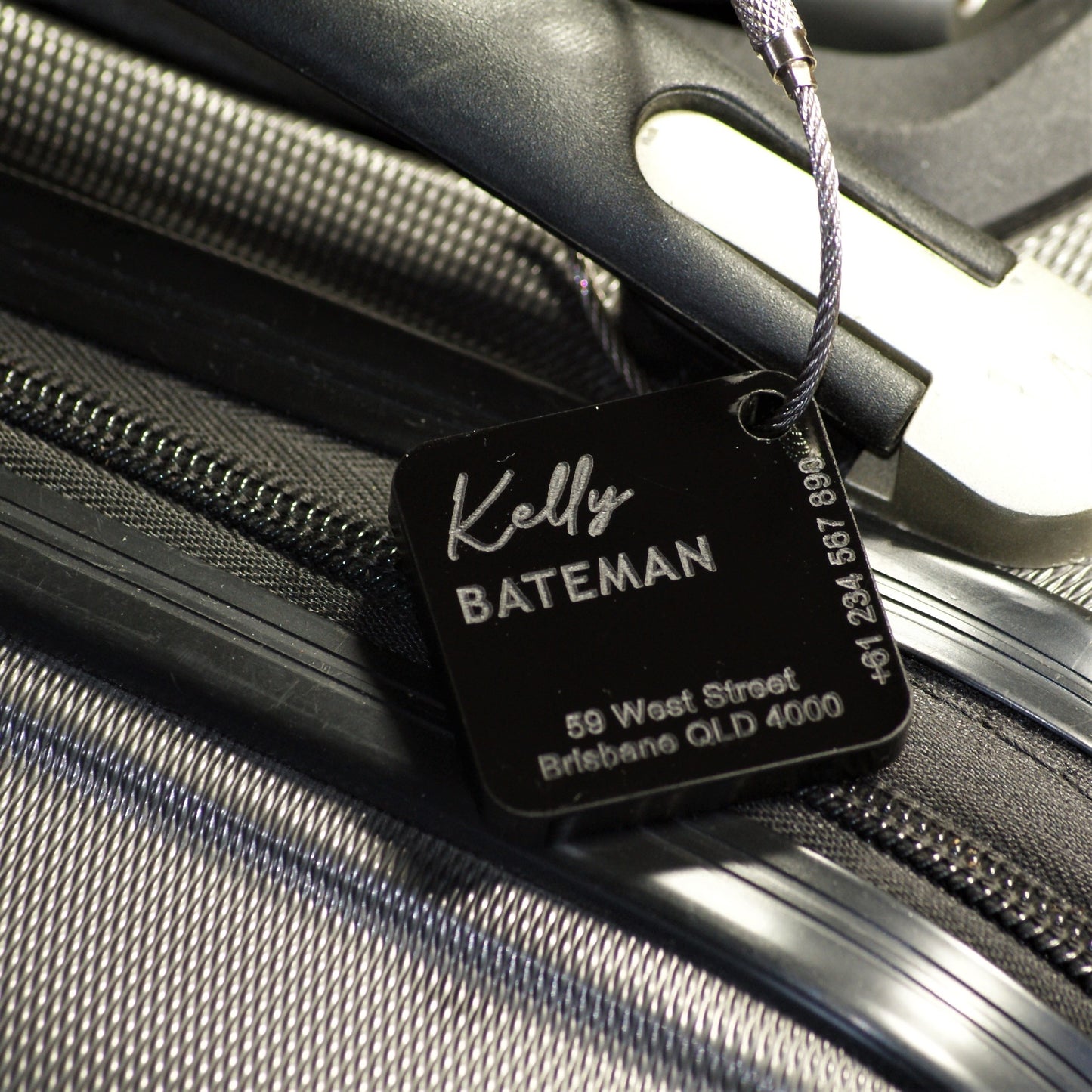 Custom Luggage Tag  Discrete | 6mm in Gloss Black | Personalized Luggage Tags | Wedding Placement Tags | Corporate Gift | Christmas Gift