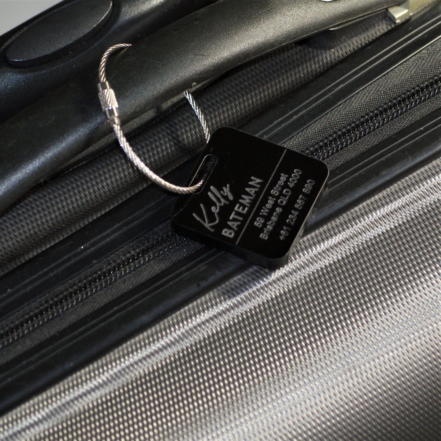 Custom Luggage Tag  Discrete | 6mm in Gloss Black | Personalized Luggage Tags | Wedding Placement Tags | Corporate Gift | Christmas Gift