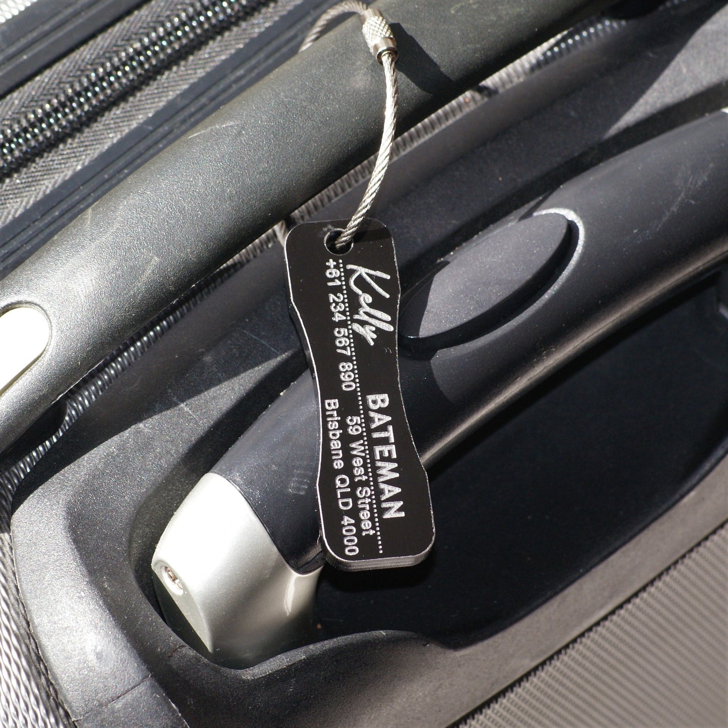 Custom Luggage Tag  Discrete | 6mm in Gloss Black | Personalized Luggage Tags | Wedding Placement Tags | Corporate Gift | Christmas Gift