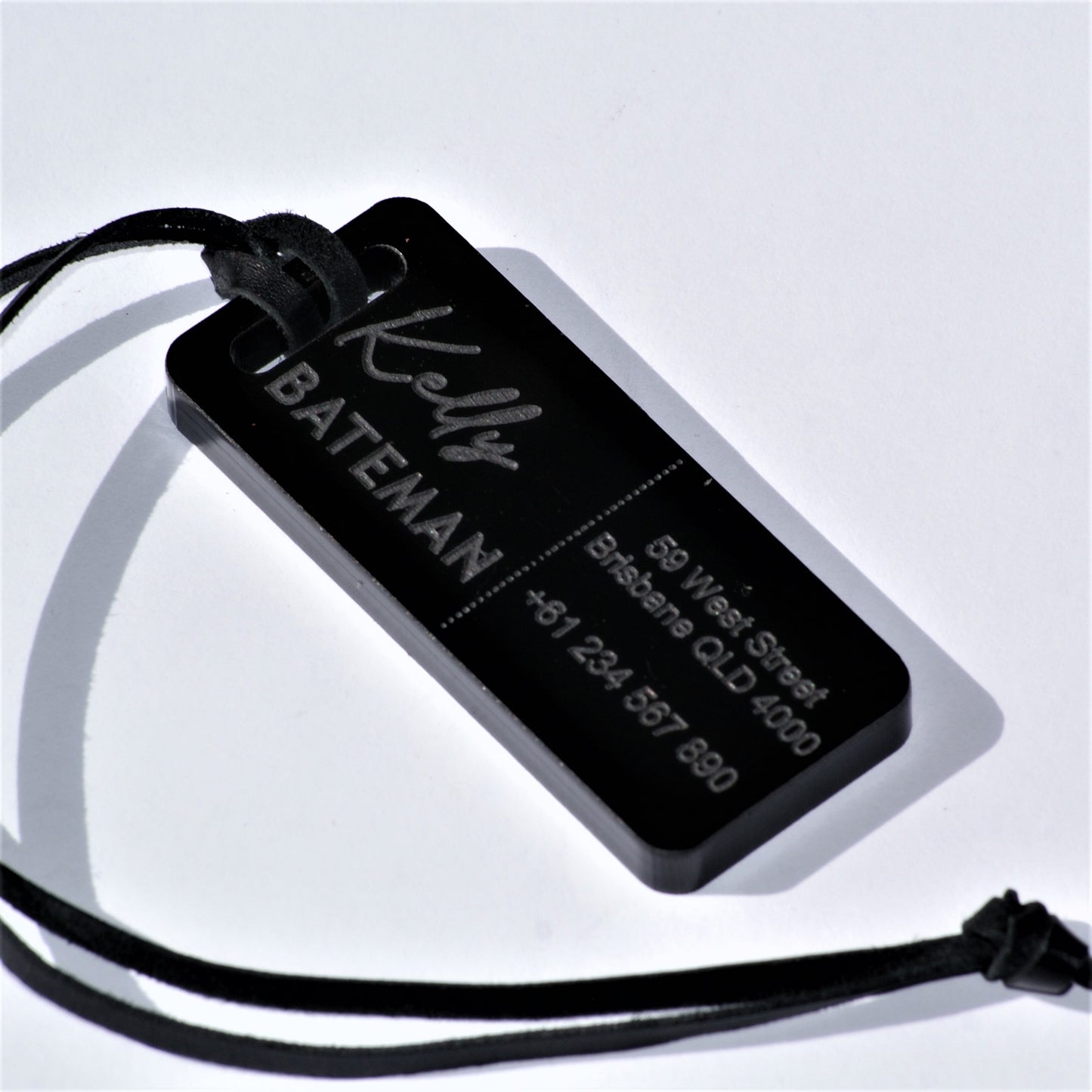 Custom Luggage Tag  Discrete | 6mm in Gloss Black | Personalized Luggage Tags | Wedding Placement Tags | Corporate Gift | Christmas Gift