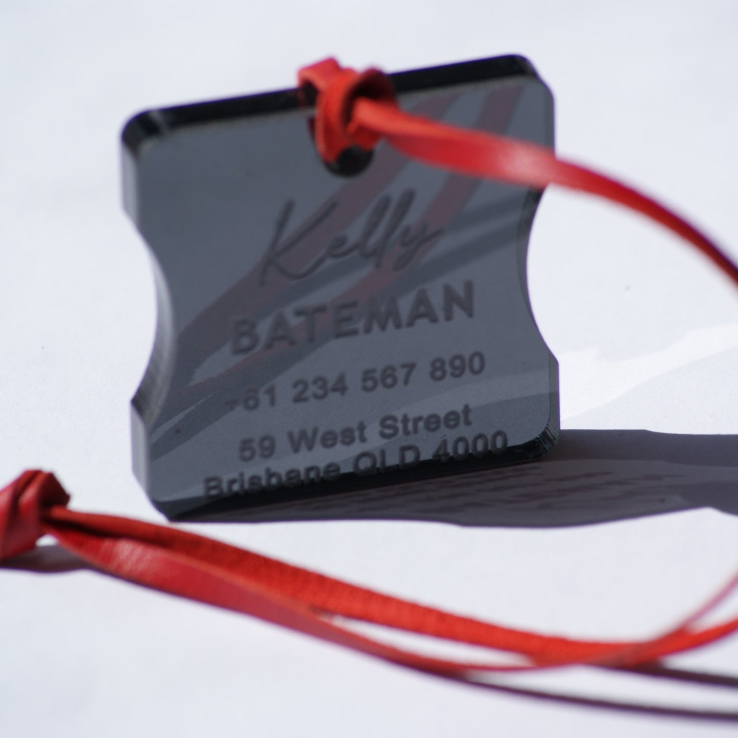 Custom Luggage Tag | Discrete |  6mm in Dark Tint | Personalized Luggage Tags | Wedding Placement Tags | Corporate Gift | Christmas Gift