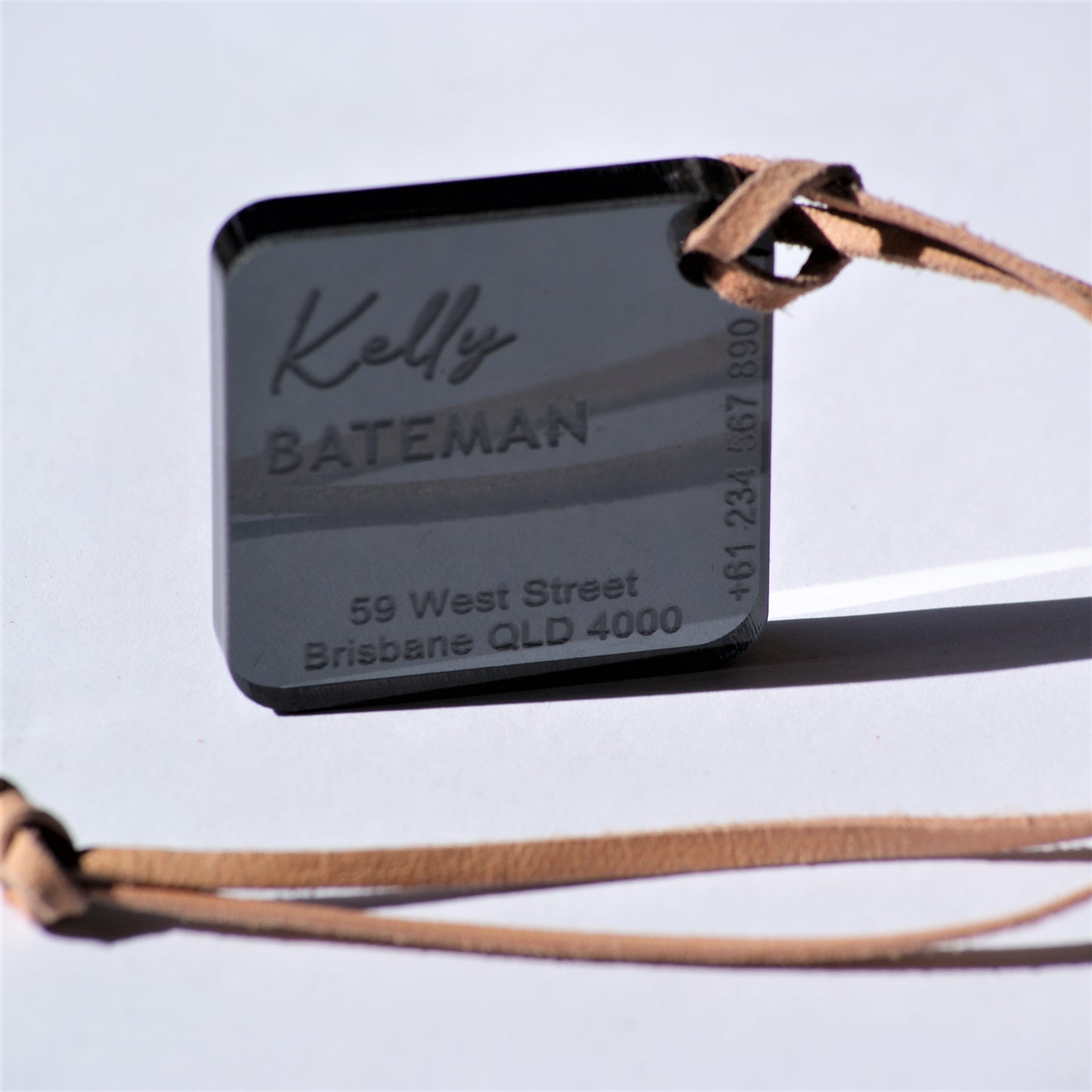 Custom Luggage Tag | Discrete |  6mm in Dark Tint | Personalized Luggage Tags | Wedding Placement Tags | Corporate Gift | Christmas Gift