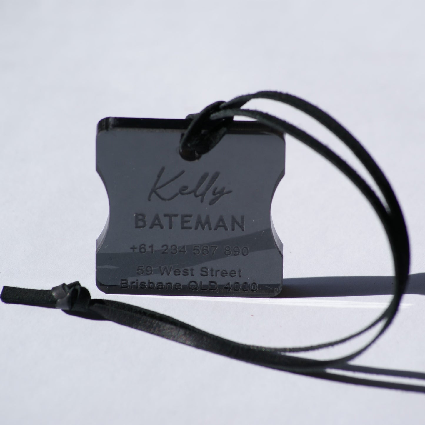 Custom Luggage Tag | Discrete |  6mm in Dark Tint | Personalized Luggage Tags | Wedding Placement Tags | Corporate Gift | Christmas Gift