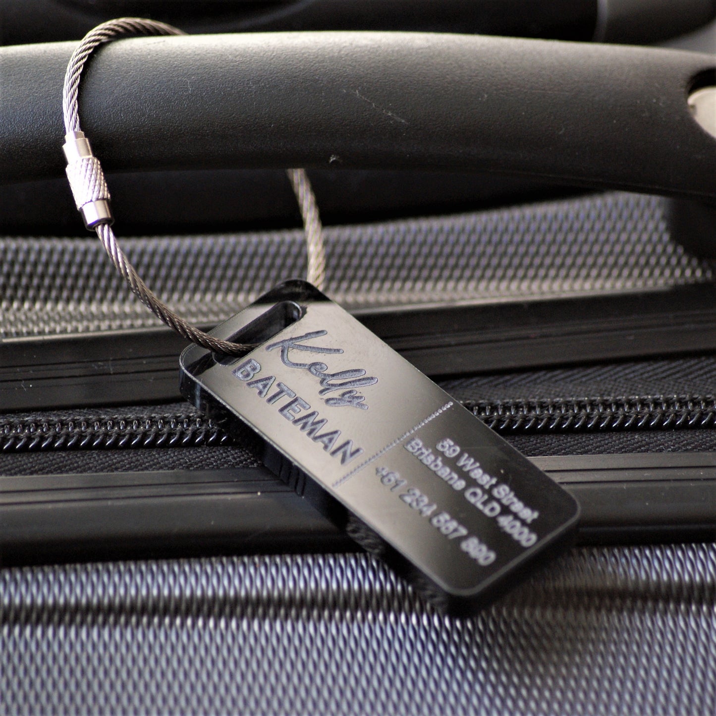 Custom Luggage Tag | Discrete |  6mm in Dark Tint | Personalized Luggage Tags | Wedding Placement Tags | Corporate Gift | Christmas Gift