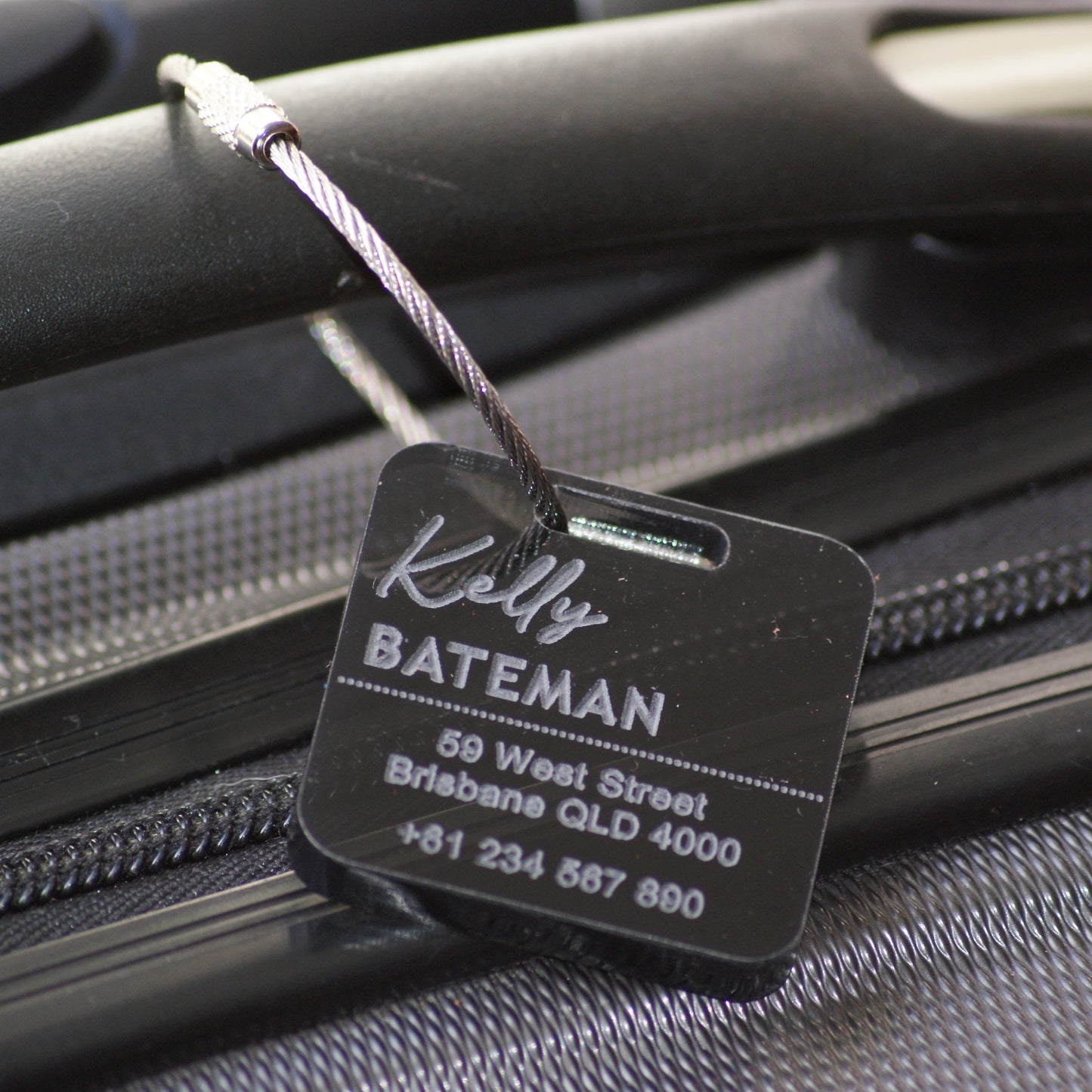 Custom Luggage Tag | Discrete |  6mm in Dark Tint | Personalized Luggage Tags | Wedding Placement Tags | Corporate Gift | Christmas Gift