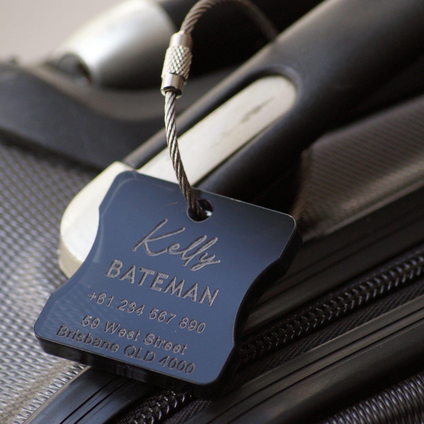 Custom Luggage Tag | Discrete |  6mm in Dark Tint | Personalized Luggage Tags | Wedding Placement Tags | Corporate Gift | Christmas Gift