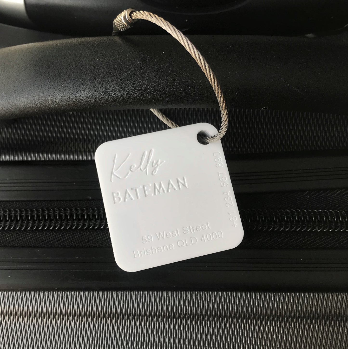 Custom Luggage Tag | Discrete |  6mm in White | Personalized Luggage Tags | Wedding Placement Tags | Corporate Gift | Christmas Gift