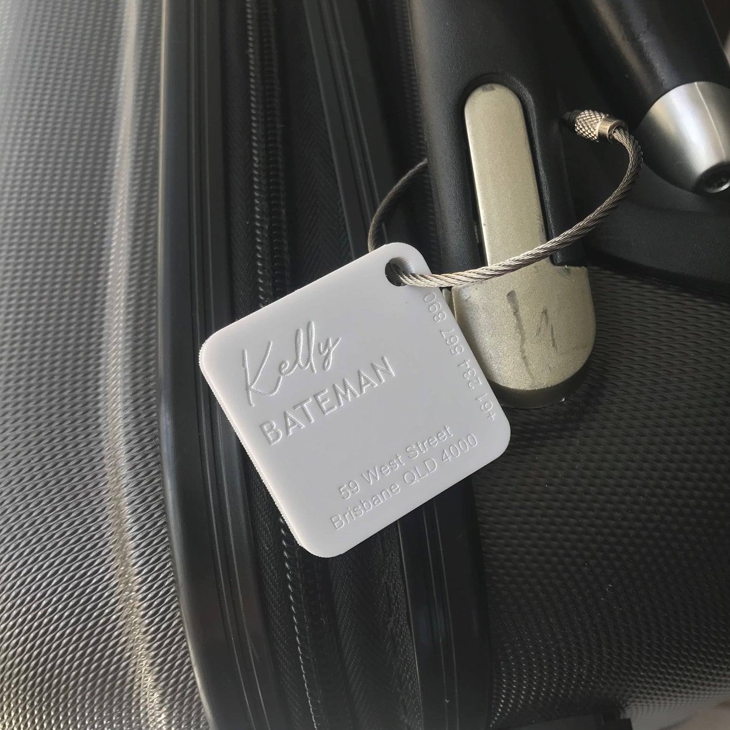 Custom Luggage Tag | Discrete |  6mm in White | Personalized Luggage Tags | Wedding Placement Tags | Corporate Gift | Christmas Gift