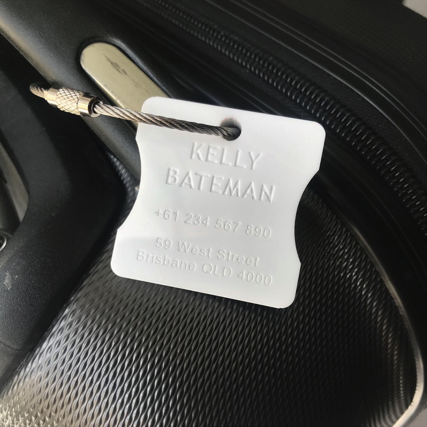 Custom Luggage Tag | Discrete |  6mm in White | Personalized Luggage Tags | Wedding Placement Tags | Corporate Gift | Christmas Gift