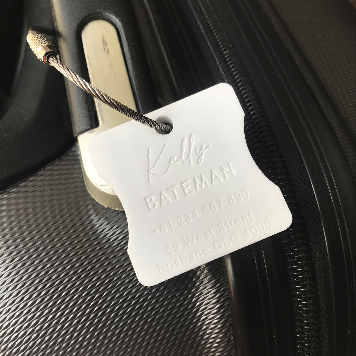 Custom Luggage Tag | Discrete |  6mm in White | Personalized Luggage Tags | Wedding Placement Tags | Corporate Gift | Christmas Gift