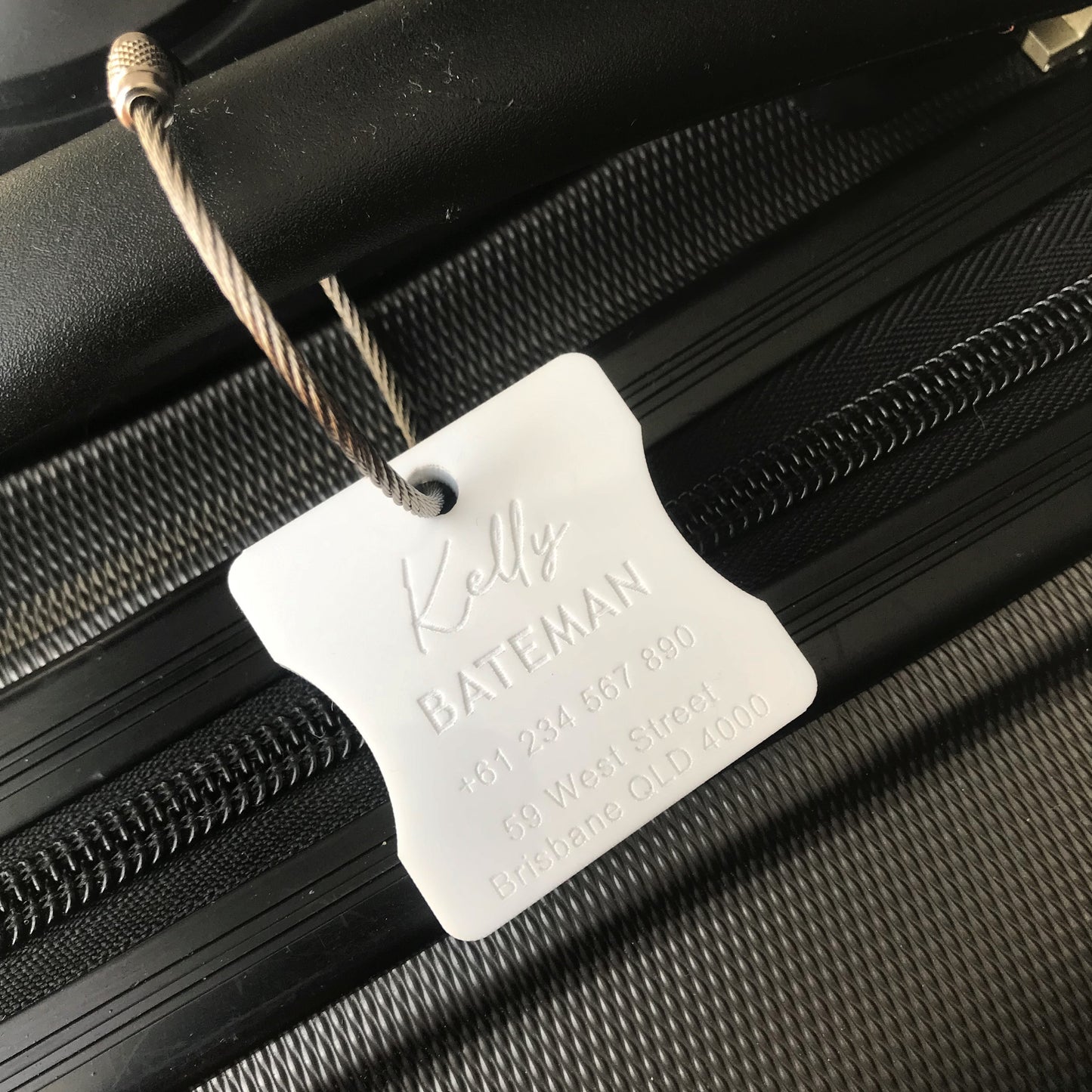 Custom Luggage Tag | Discrete |  6mm in White | Personalized Luggage Tags | Wedding Placement Tags | Corporate Gift | Christmas Gift