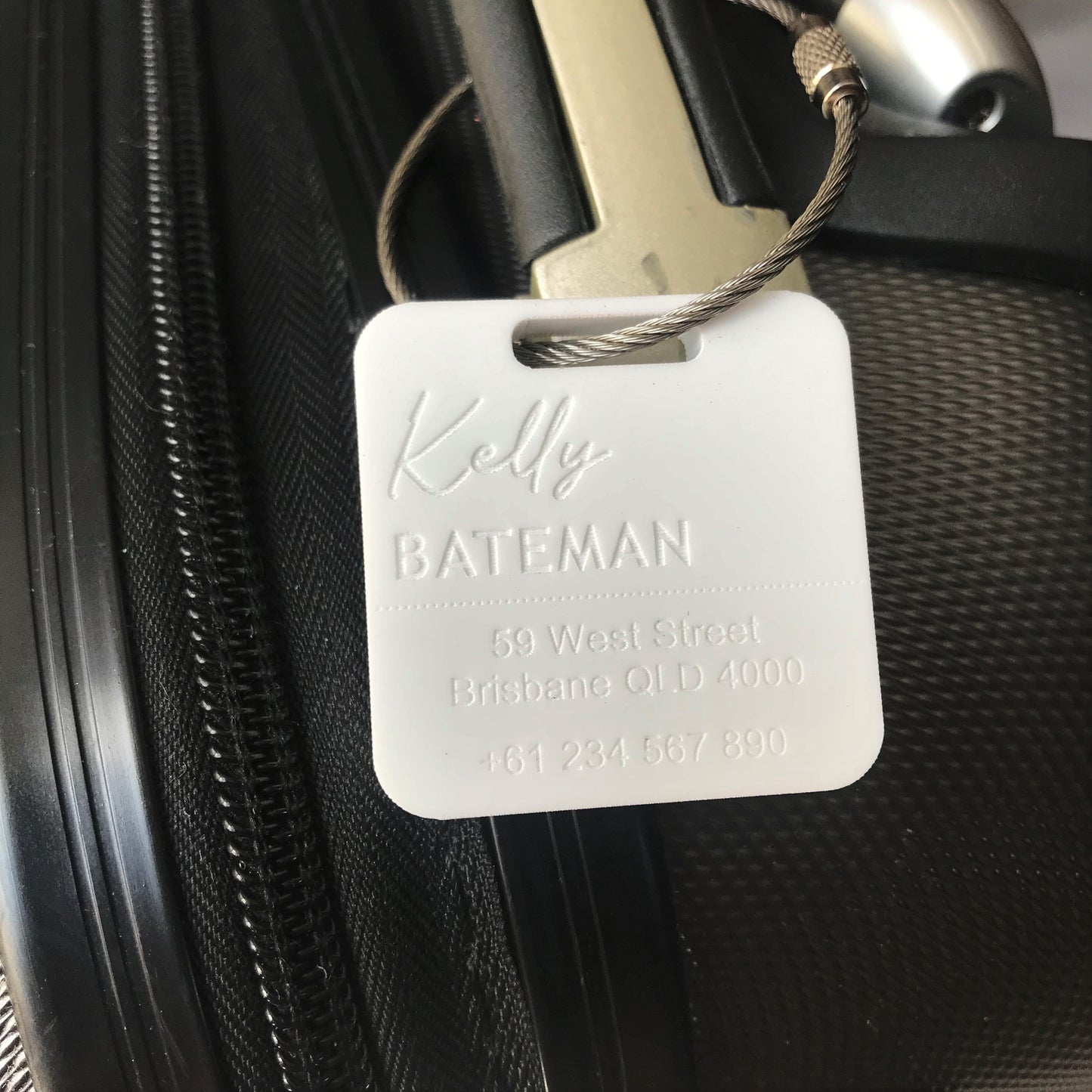 Custom Luggage Tag | Discrete |  6mm in White | Personalized Luggage Tags | Wedding Placement Tags | Corporate Gift | Christmas Gift