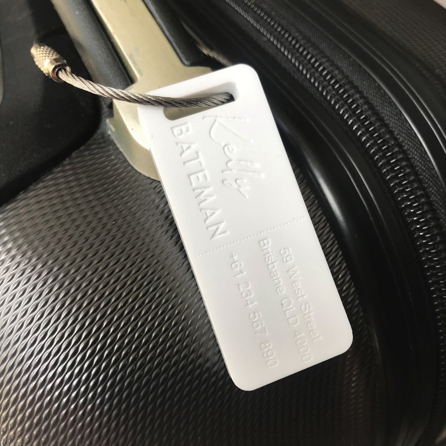 Custom Luggage Tag | Discrete |  6mm in White | Personalized Luggage Tags | Wedding Placement Tags | Corporate Gift | Christmas Gift