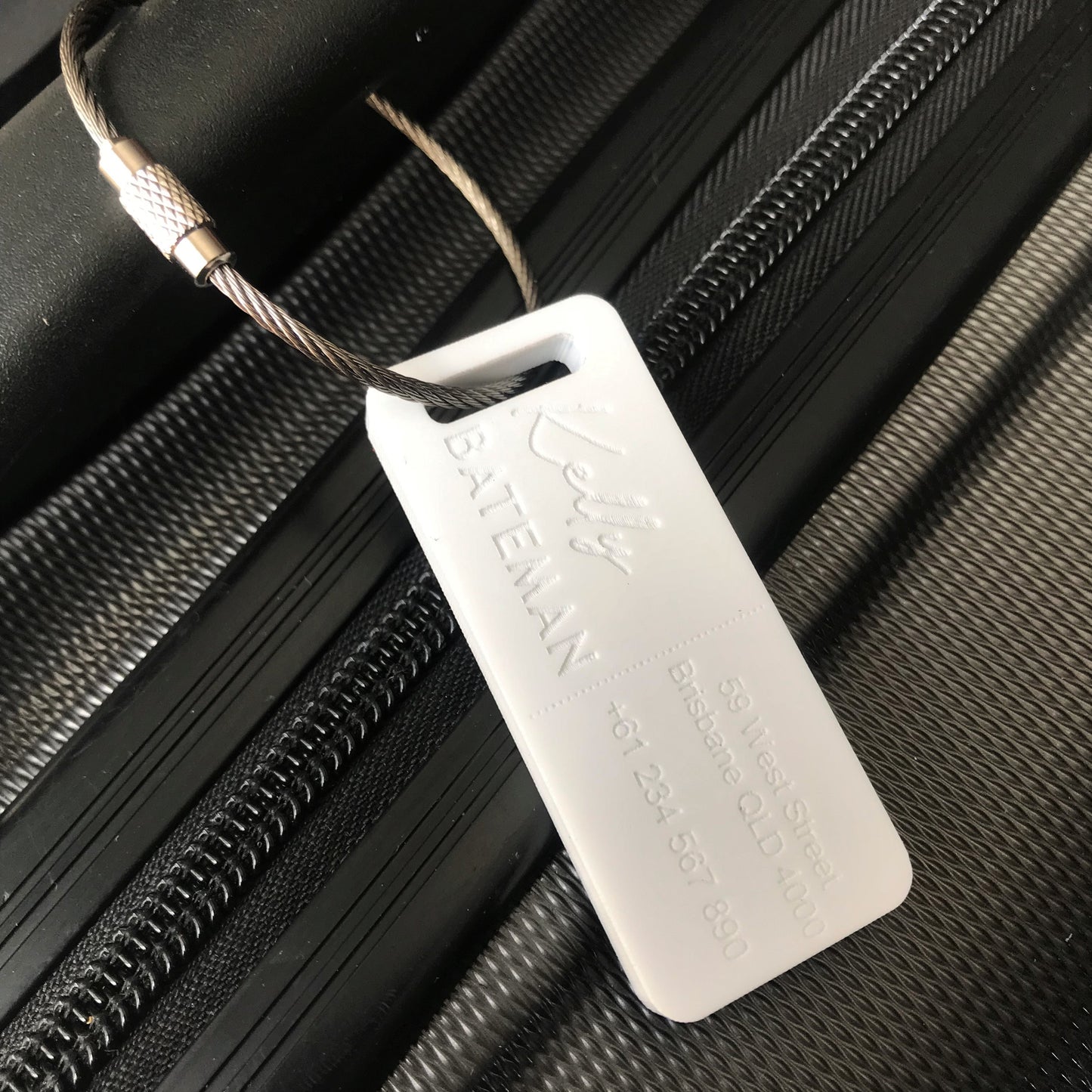 Custom Luggage Tag | Discrete |  6mm in White | Personalized Luggage Tags | Wedding Placement Tags | Corporate Gift | Christmas Gift