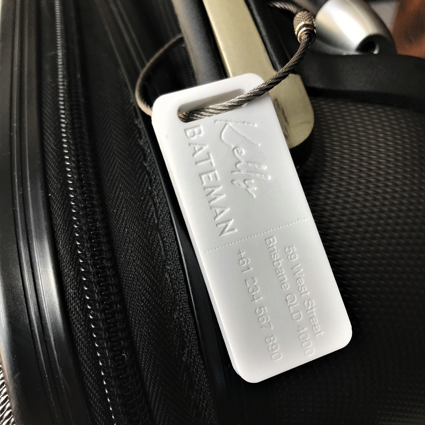 Custom Luggage Tag | Discrete |  6mm in White | Personalized Luggage Tags | Wedding Placement Tags | Corporate Gift | Christmas Gift