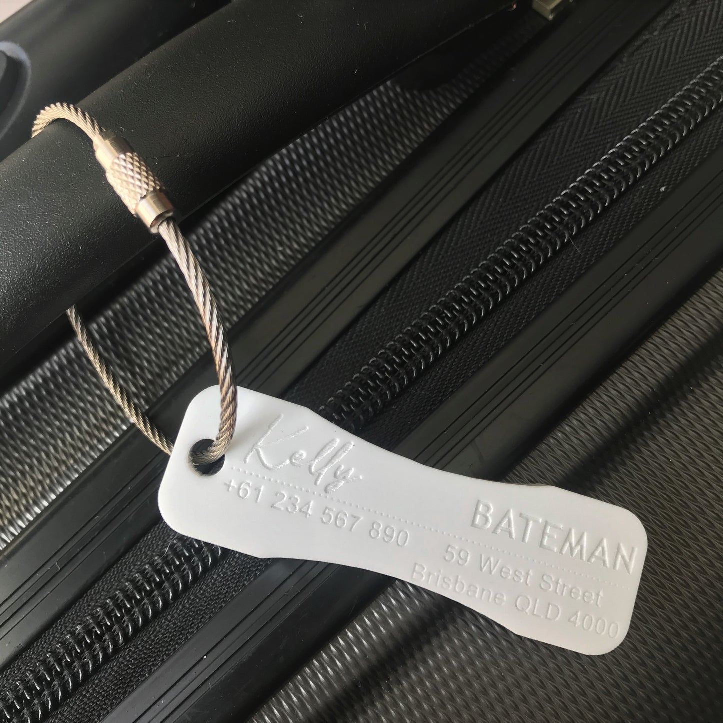 Custom Luggage Tag | Discrete |  6mm in White | Personalized Luggage Tags | Wedding Placement Tags | Corporate Gift | Christmas Gift